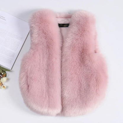 Fur Vest Women's Short Autumn and Winter Imitation Fox Fur Vest Slim Fashion Vest Coat