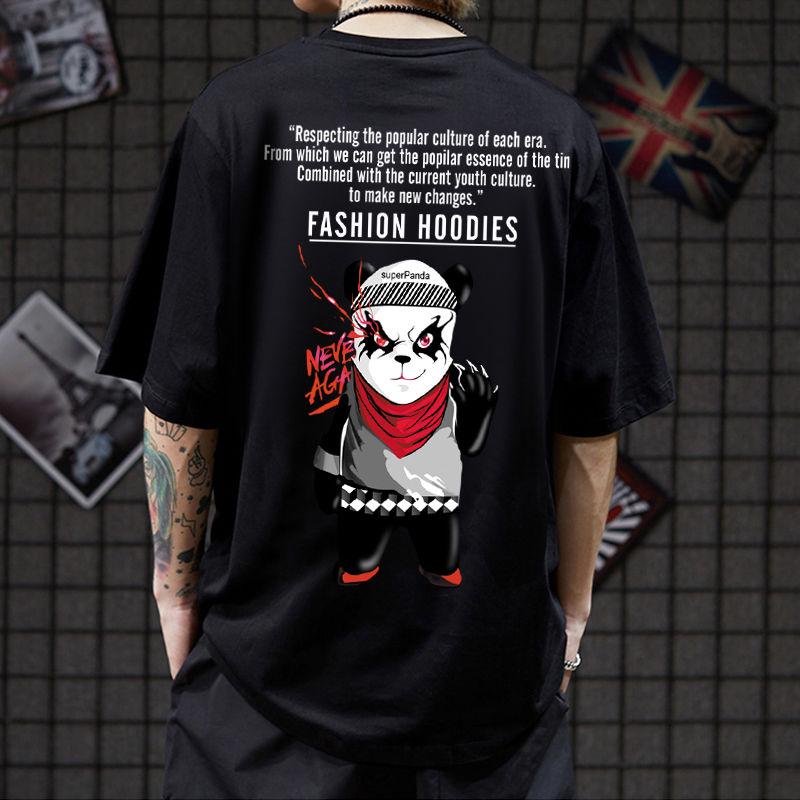 Men's half-sleeved T-shirt street personality clothing cotton large size men's short-sleeved T-shirt