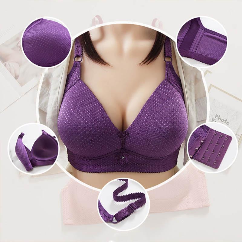 Large Size Thin Anti-sagging Breast Bra Gather No Steel Ring Non-magnetic Underwear Ladies Breathable Sexy Lightweight Bra