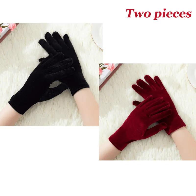 Winter Women's Two-piece Gold Velvet Gloves Fashion Split Finger Women's Dance Gloves Windproof Cycling Gloves