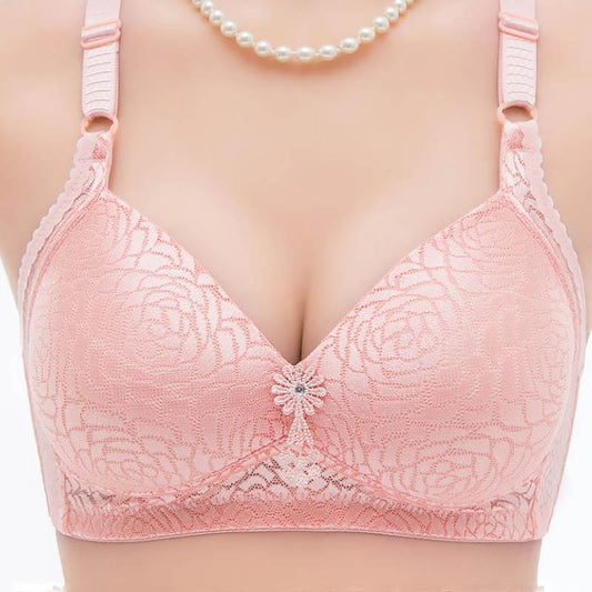 Women's Thin Large Size Anti-sagging Anti-glare Underwear Bras Receiving Bras Gathering No Steel Rings Lightweight Breathable Sexy Embroidered Bras