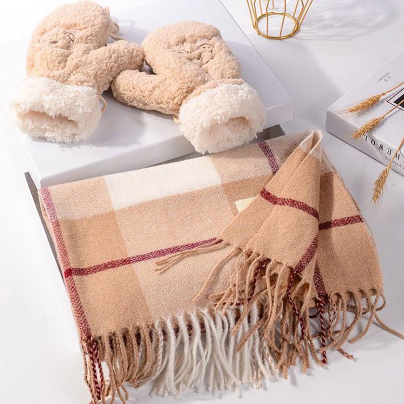 Women's Cashmere Scarf Korean Fashion Fringed Plaid Scarf Winter Dual-use Lengthened Thick Shawl Scarf