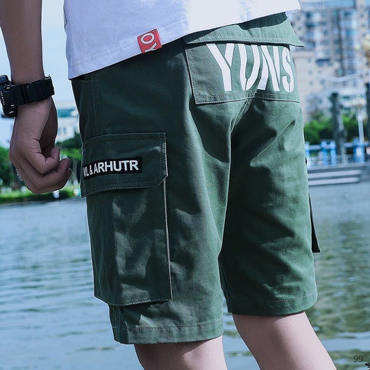 Men's Summer Harajuku Style Pants Men's Trend Loose Five-point Pants Shorts Casual Overalls