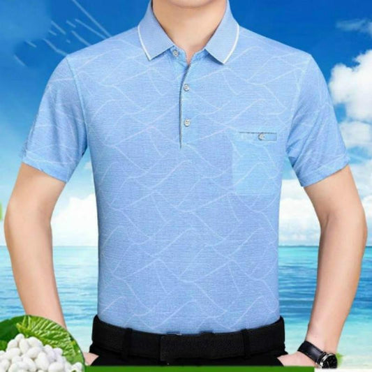 Short-sleeved T-shirt Men's Summer New Ice Silk Men's Loose Middle-aged Men's    Shirt Dad Outfit