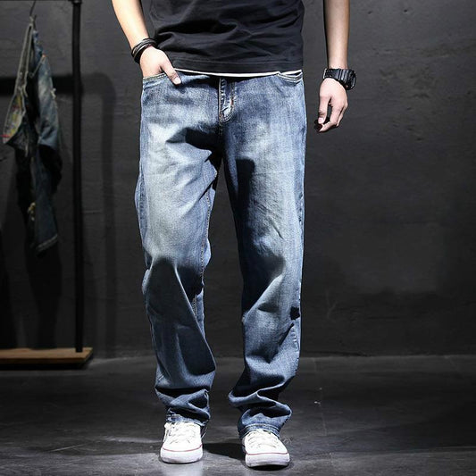 Thin Jeans Men's Loose Straight-leg Casual Pants Fat Plus Fat Plus Size Men's Pants Trend