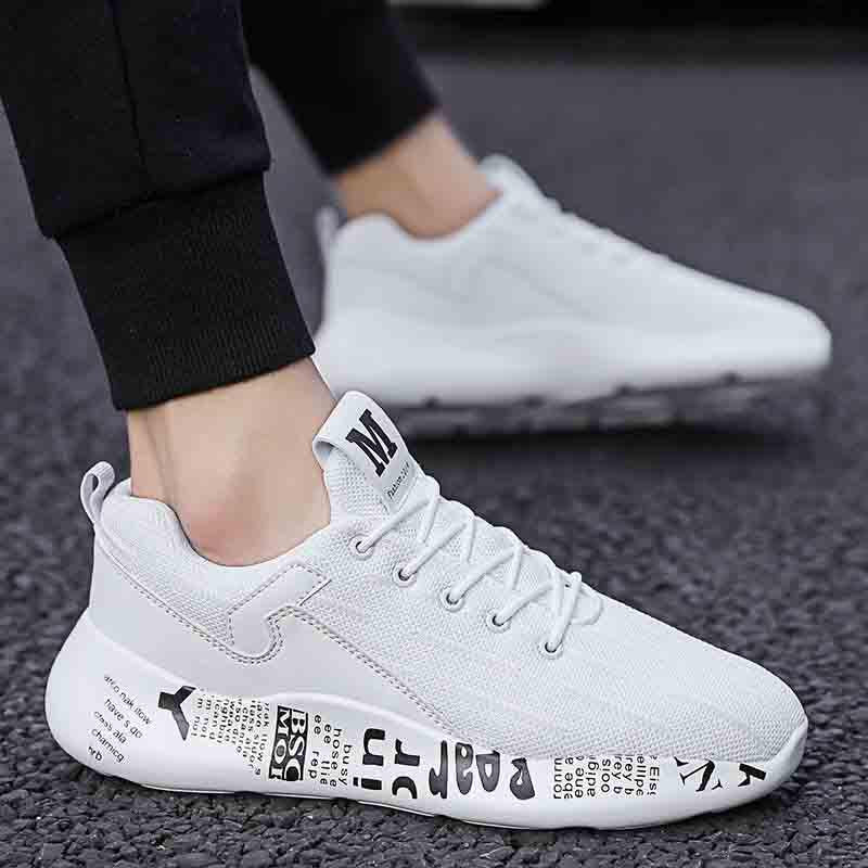 Plus Size 39-44 Fashion Summer Men Mesh Sneakers Low-top Running Basketball Shoes Outdoor Non-slip Shockproof Letter Shoes