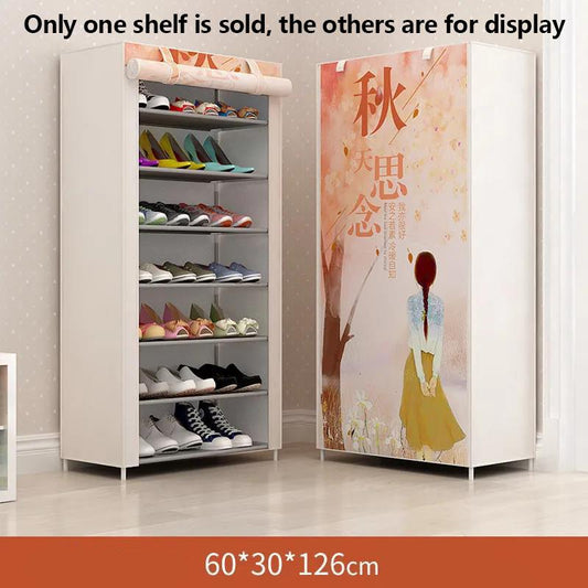 126cm High Waterproof Storage Rack Cabinet Stainless Steel Shoe Rack Clothes Rack Modern Coat Hanger