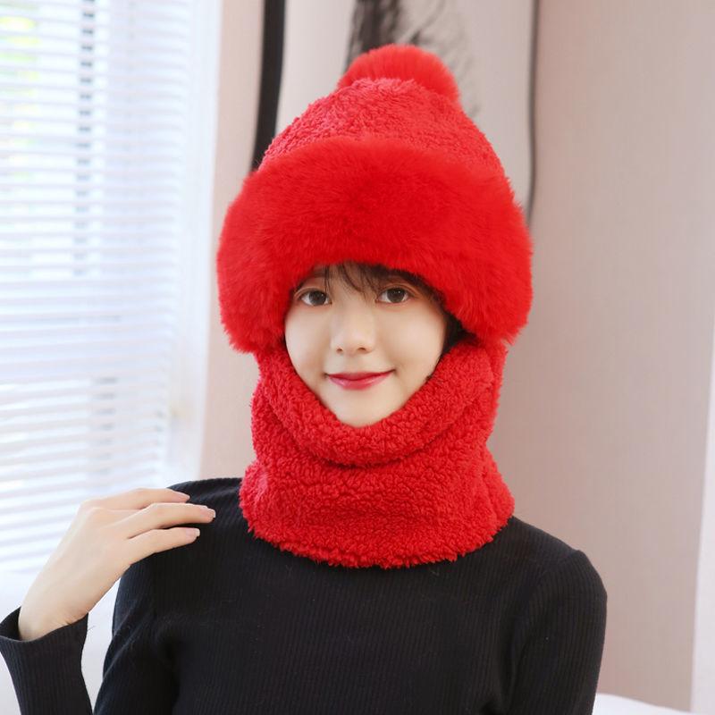 Women's Hat Plus Velvet Thickening Riding Windproof Scarf Mask Integrated Ear Protection Thickened Warm Baotou Cap