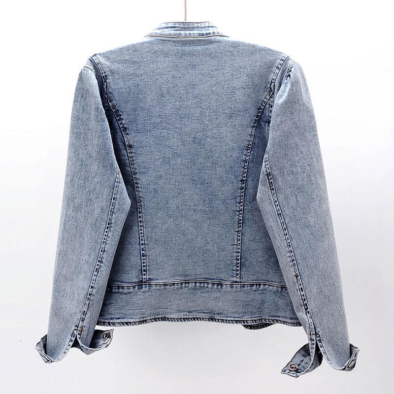 Autumn 2021 Chinese Style Embroidered Stretch Denim Jacket Women's Short Jacket Loose Retro