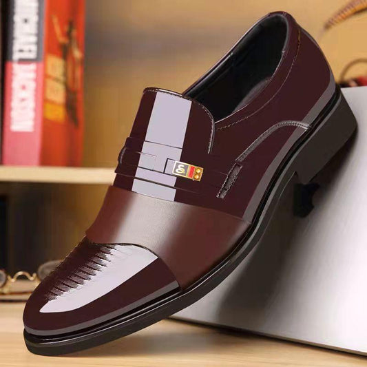 Fashion Mens Pointed Toe Dress Shoes Patent Leather Oxfords Full Brogue Lace Up Men Formal Shoes