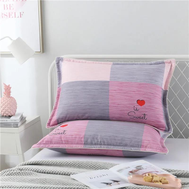 48x74cm Pillowcase Thick Pure Cotton Pillowcase Double Queen Size Bedroom Printing Pillowcase Bedding Two Pieces