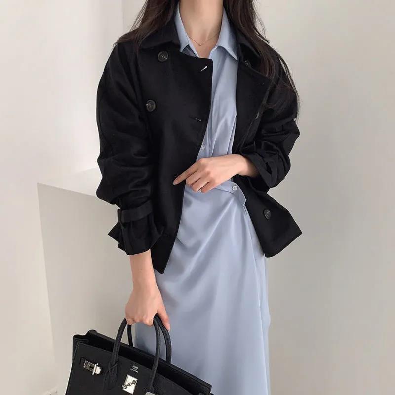 Irregular Design Shirt Dress Female Spring and Autumn Mid-length Temperament Waist Slim Slimming Dress