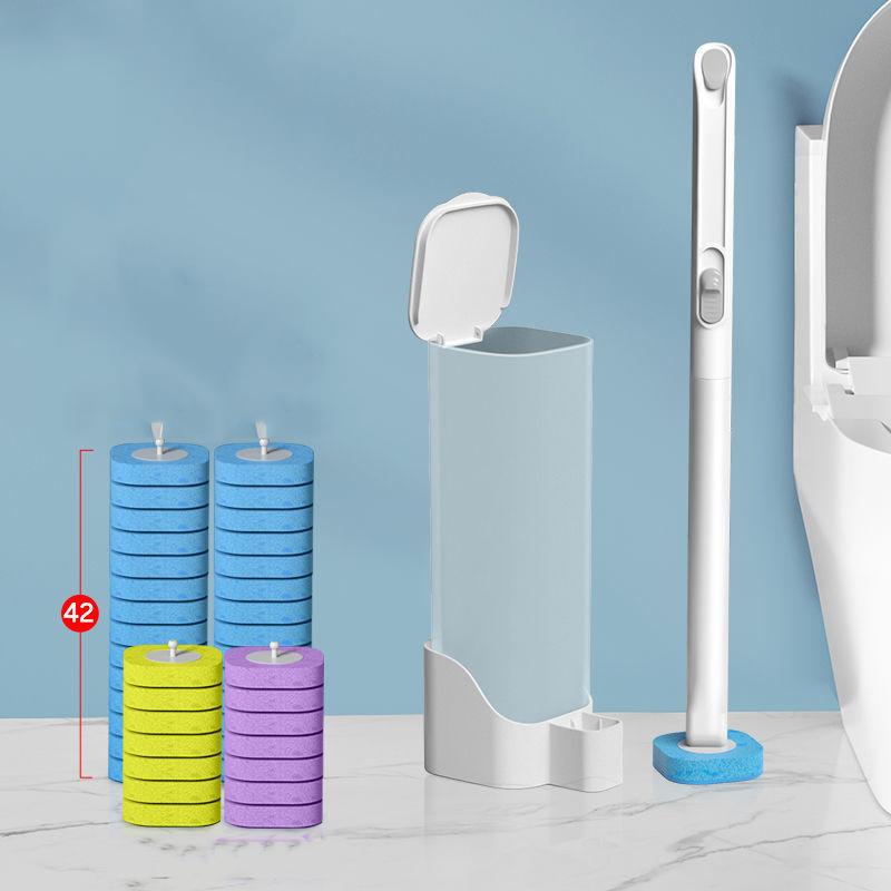 Disposable Toilet Brush Set To Clean No Dead Ends, Household Artifacts, Wall-mounted Replaceable Head Wash Toilet Brush