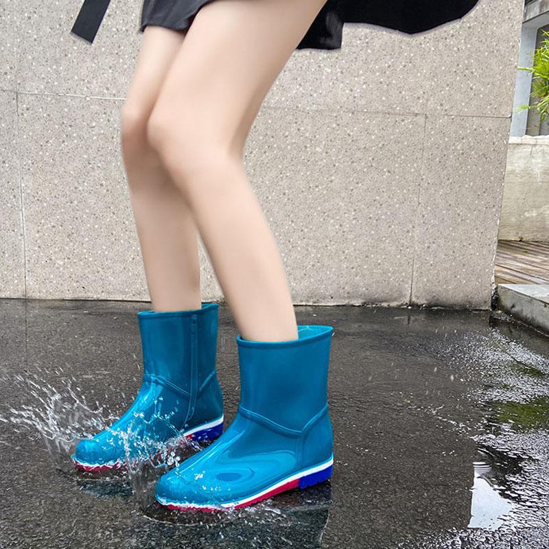 Short Rain Boots Women's Water Shoes Rain Boots Rubber Boots Spring and Autumn Waterproof Boots Non-slip Rubber Shoes