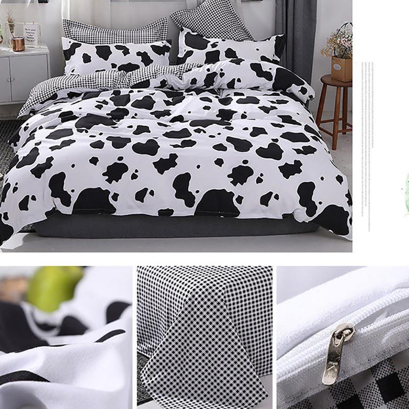 Bedding Set Leaf Printed Bed Linen Sheet Plaid Duvet Cover Single Double Queen King Quilt Covers Sets Bedclothes