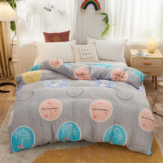 1pc Winter Flannel Duvet Cover, Skin-friendly and Warm, Student Dormitory Single Double Short Fleece Thick Quilt Cover Twin Queen King Size