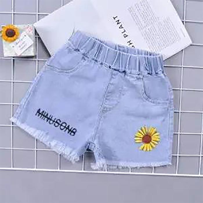 Children's Pants Summer Girls Casual Children's Jeans Printing Loose Hole Embroidery Shorts Pants