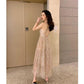 Sexy Backless V-neck Evening Women Dress Elegant Mesh Sequin Night Dress Summer Lady Party Dress