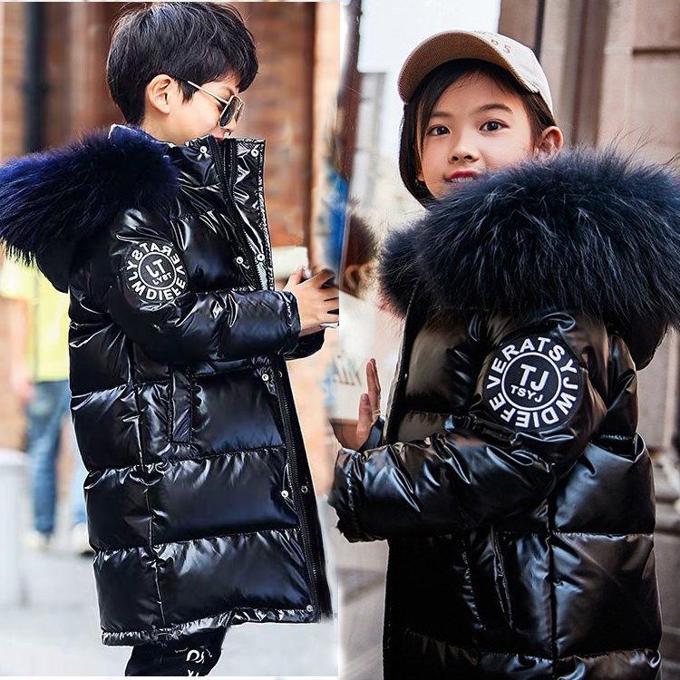 Girls Winter Warm White Duck Down Jackets for Boys Waterproof Clothes Fur Hooded Coats for Kids