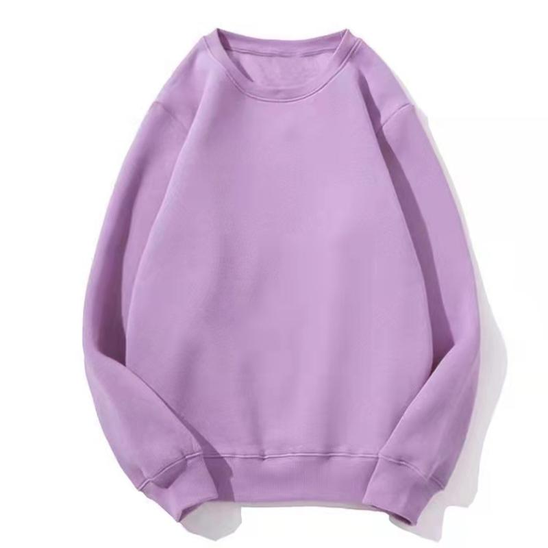 2PCS Sports Suit Round Neck Sweater Jacket Autumn and Winter Fleece Two-piece Loose Trousers Suit Solid Color Sweat Suits Girls Athletic Clothing