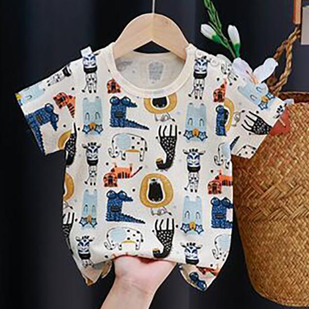 Summer Kids Cute Printing T Shirts Short Sleeve Tops Korean Style O-neck Loose T Shirts For Children Girls and Boys