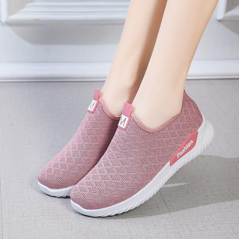 Old Beijing Cloth Shoes Women's Breathable Mesh Spring and Autumn Leisure Elderly Lazy Sports Single Pedal Shoes