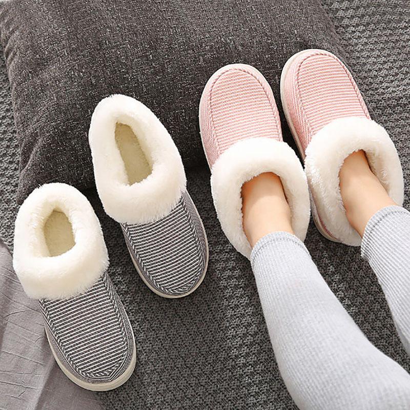 Cotton Slippers Keep Warm Autumn and Winter Pregnant Women's Bedroom Shoes Men and Women Couples Postpartum Bag Plus Velvet Thick Winter