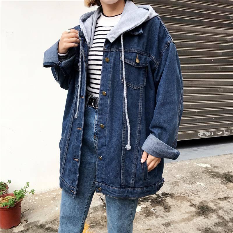 Basic Coat Denim Jacket Loose Women Jackets Hooded Tops Cowboy Coat Denim Outwear Ladies Jackets