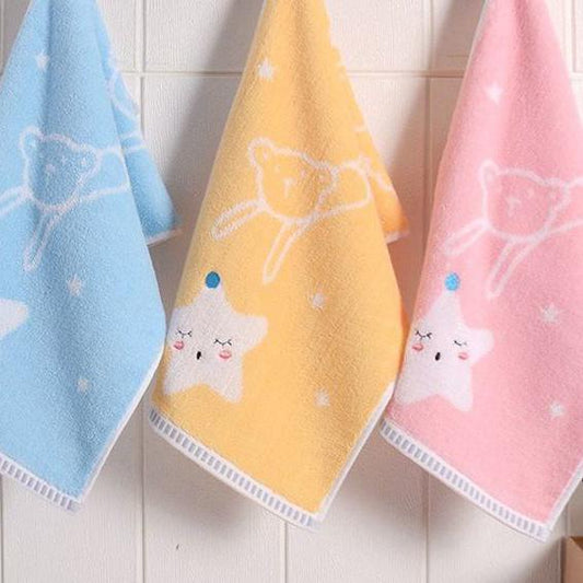 3pcs Cartoon Pattern Small Towels Cotton Children Wash Face Towels Household Soft Water Absorbing Children's Towels