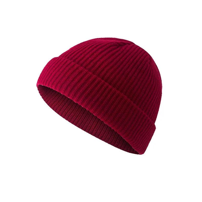 Fashion Hip Hop Beanie Knitted Hat Men Skullcap Women Winter Autumn Warm Brimless Baggy Melon Cap Cuff Docker Fisherman Beanies Hats Solid Color