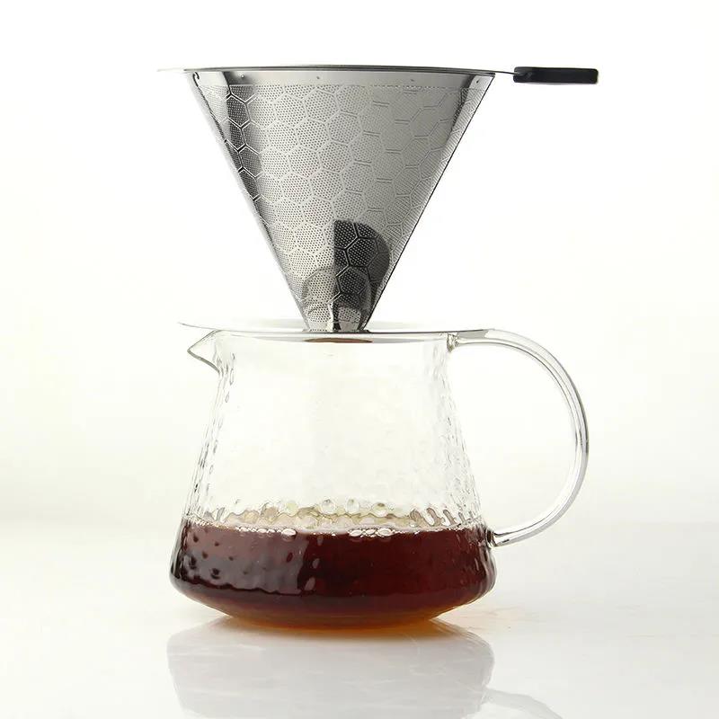 Coffee Filter 304 Stainless Steel Double Drip Filter Coffee Filter Hand Coffee Maker Filter Ultra-fine Mesh