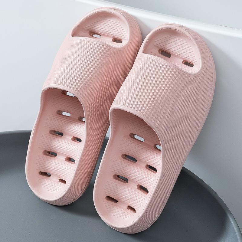 Water Leaking Hollow Deodorant Slippers Bathroom Non-slip Slippers Summer Women Thick Bottom Home Slippers Men Go Out Flip Flops Comfortable Sandals