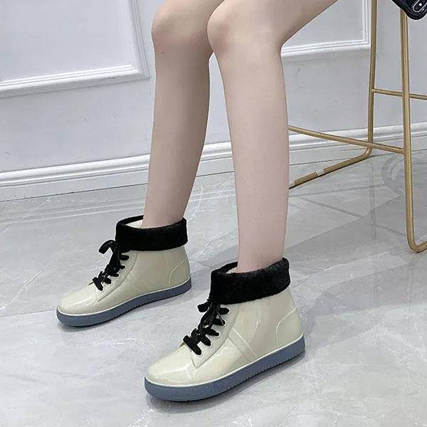 Women's Spring and Autumn Rain Boots Large Size Short Rain Shoes Non-slip Rubber Shoes Winter Cotton Warm Detachable Waterproof Shoes