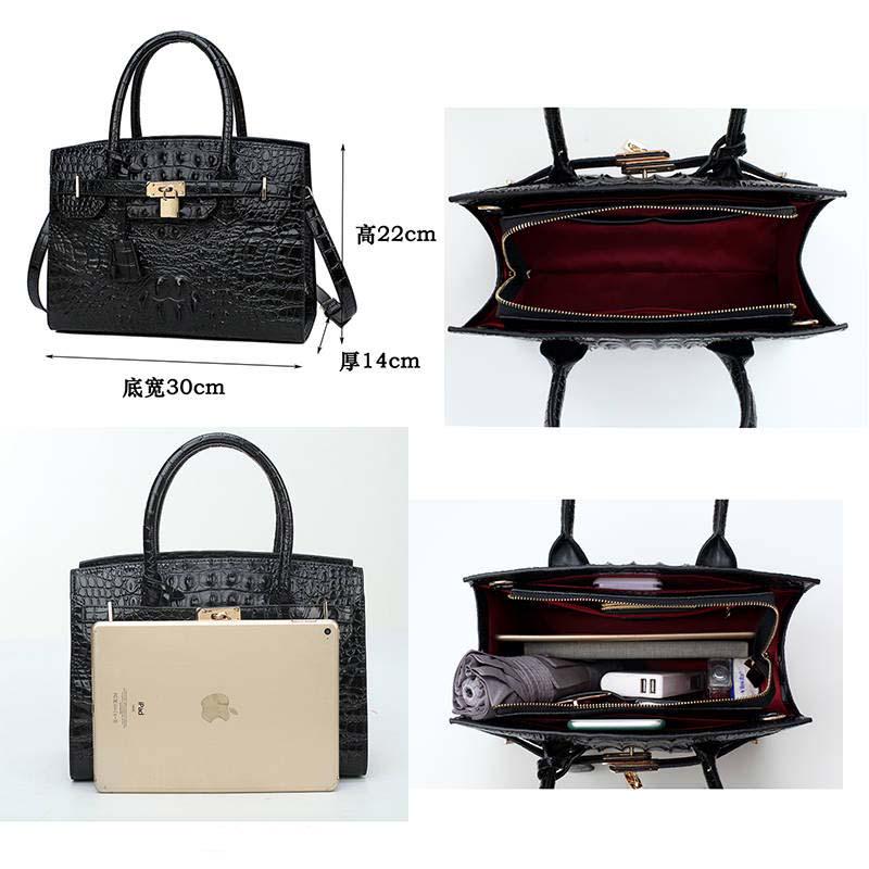 Crocodile Leather Handbag Women Fashion Large Capacity Shoulder Bag Platinum Bag