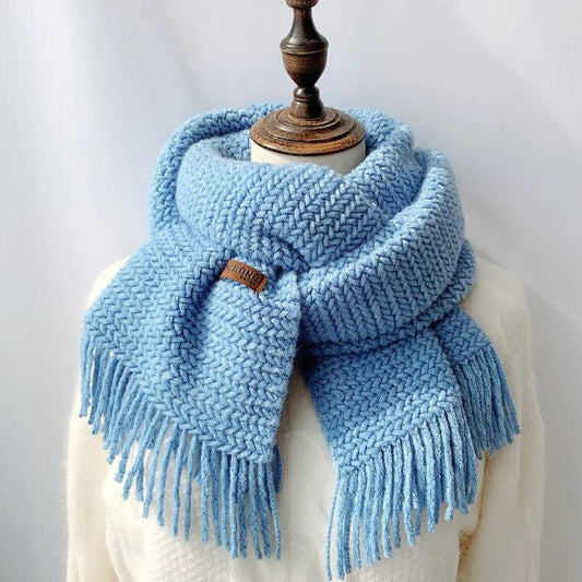 Autumn and Winter Scarf Korean Fashion Wild Knit Scarf Shawl Thick Warmth Tassel Ladies Scarf Cloak