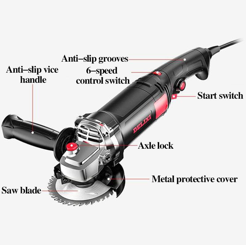 2980W 6-speed Powerful Angle Grinder Set Handheld Electric Grinder Wired Polishing Machine Cutter