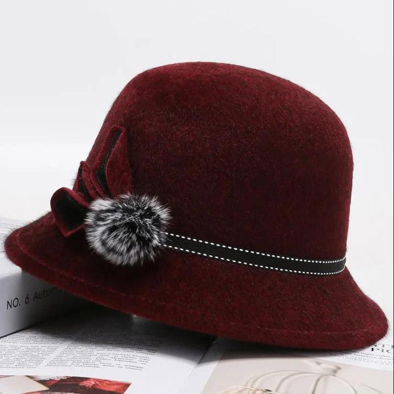 Winter Woolen Bowl Hat Women's Plush Woven Flower Fisherman Hat Thick Warm Plush Hat