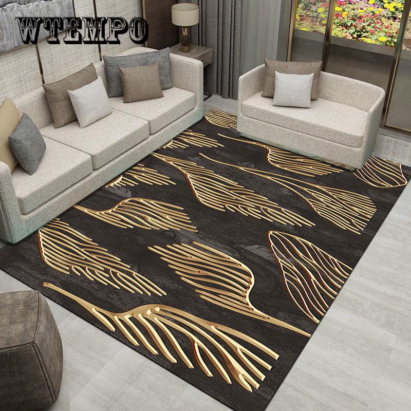 Floor Mat Geometrical Pattern Color Block Washable Living Room Mat