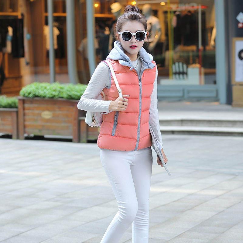 Cotton Vest Can Be Worn In The Fall and Winter Women's Short Slim and Thick Plus Size Fashion Hat Waistcoat Women