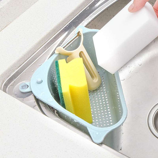 Triangular Kitchen Sink Drain Basket Filter Basket Suction Cup Plastic Storage Rack Kitchen Supplies Wipe Storage Basket