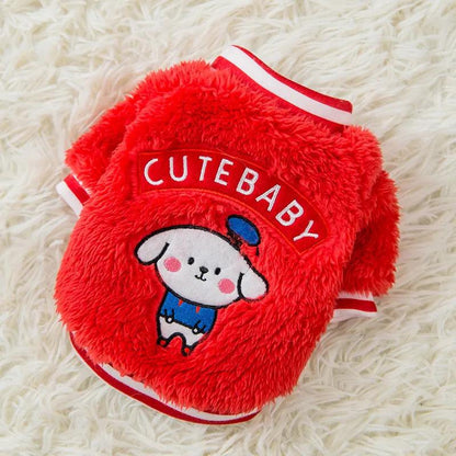 Cute Bear Dog Clothes Autumn and Winter Coral Fleece Sweater Cat Pet Small Dog Puppies Thickened Two-legged Clothes Warm Pet Winter Clothing