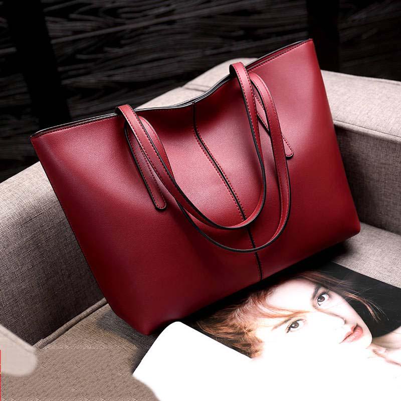 All-match Four Seasons Large-capacity Tote Bag Soft Leather Fashionable Mother Bag Korean Style Single Shoulder Bag