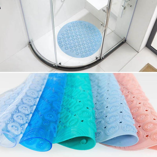 Round Bathroom Non-slip Mat Environmentally Friendly Shower Room Bath Mat Toilet Mat Bathroom Waterproof Mat with Suction Cup