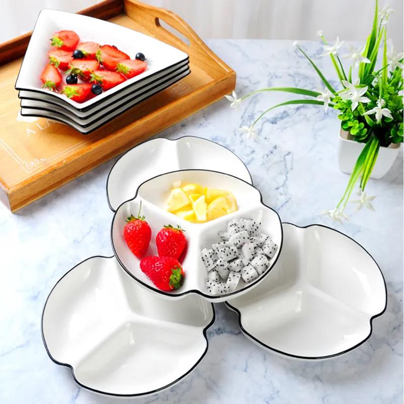 Nordic Style Plate Dish Plate Household Ceramic Dish Plate Creative Fruit Plate Square Dessert Plate Heart-shaped Plate