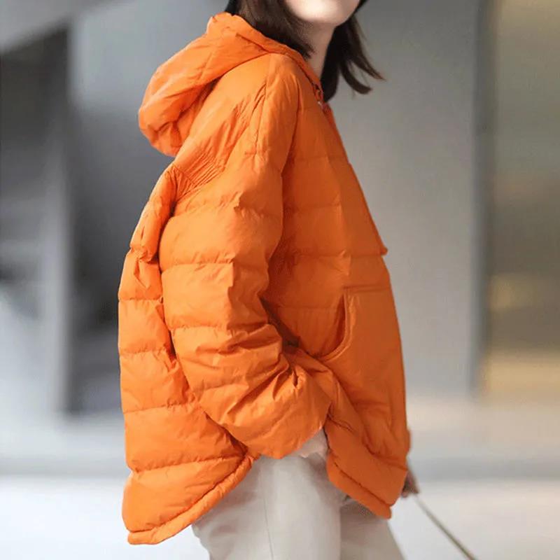 Ultra-light Plus Size Thin Down Jacket Women 2021 Autumn Winter Slim Short Hooded Warm White Duck Down Coat Women Outerwear