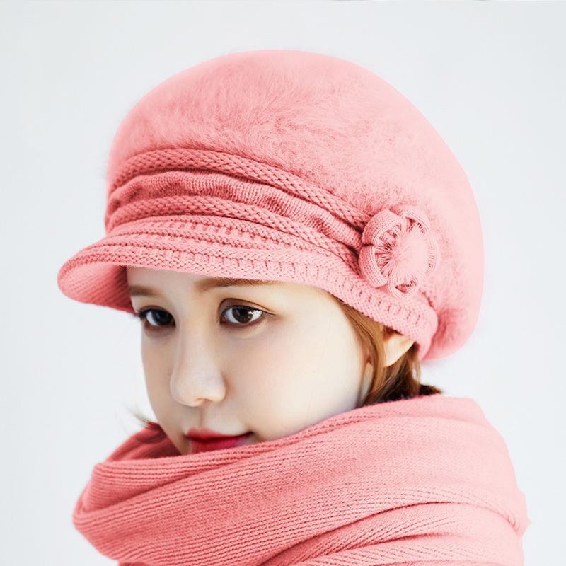 Warm hat Thick hat Fashion Woman hat Plush Cotton hat Trendy wild hat Windproof hat Autumn winter