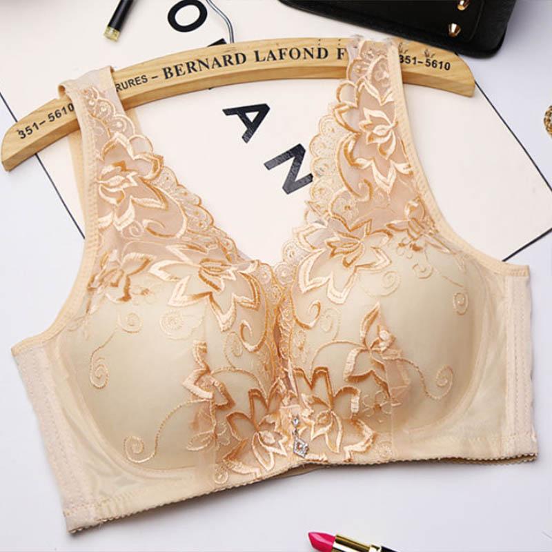 Thin Section Full Cup Tube Top Big Breasts Show Small and Large Size Gathering Breasts Embroidered Beauty Back Support Bra