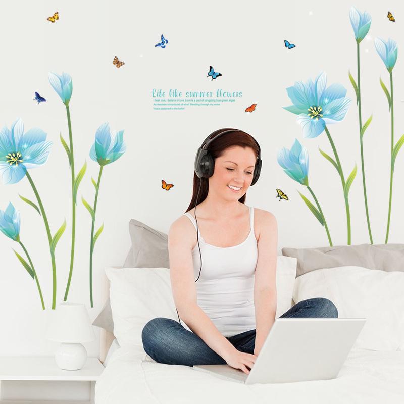 Magic Flower Living Room Bedroom Decoration Sticker Removable Waterproof Lily Wall Sticker