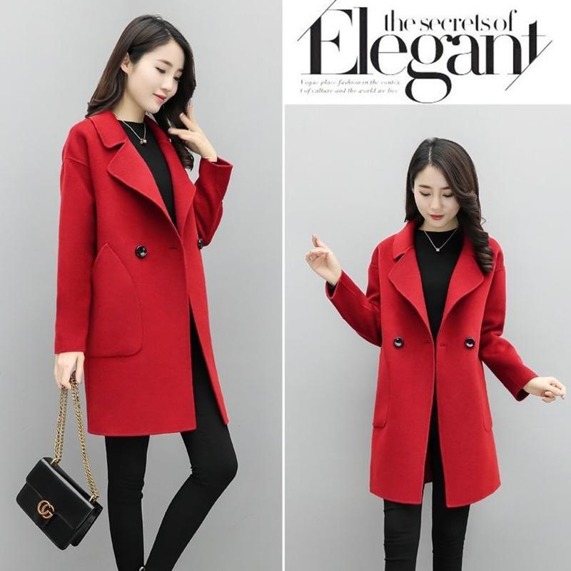 Autumn and Winter Women's Mid-length Woolen Coat Fashionable Large Size Woolen Coat Loose Small Woolen Coat