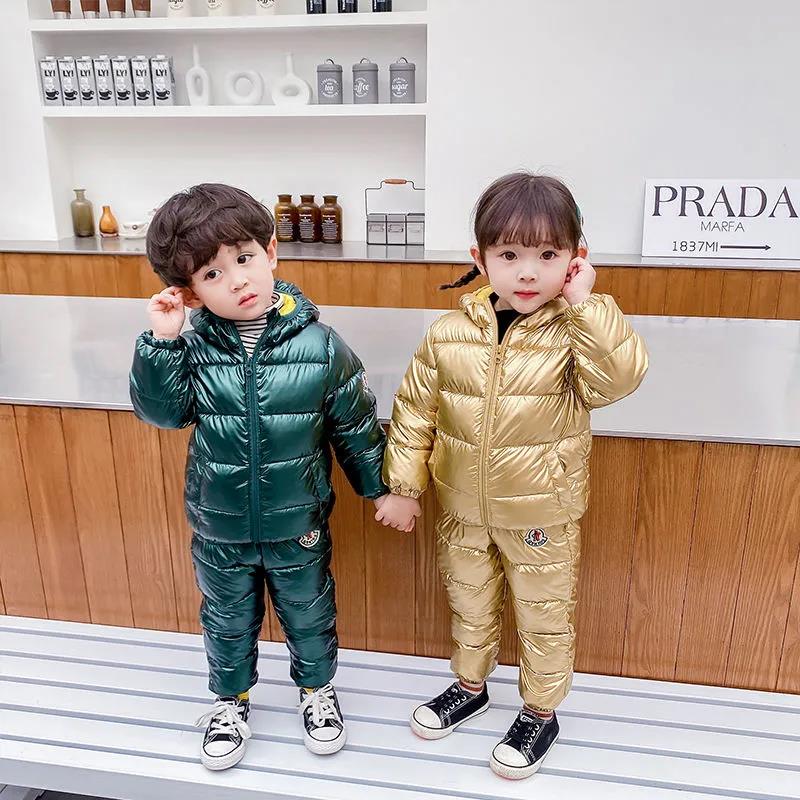 Children's Winter Padded Down Jacket Suits for Boys and Girls Infants and Toddlers Two-piece Cotton Suit Trendy and Fashionable